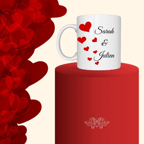 Mug en céramique - Prénom & Calendrier Date couple